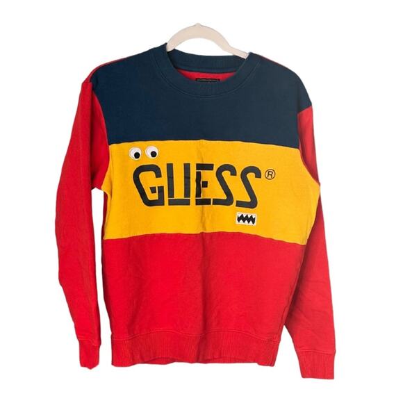 Guess X J Balvin Tricolor-block Logo Sweatshirt Color Block Graphic - Picture 2 of 12